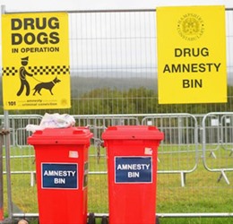 drug amnesty bins at festival site