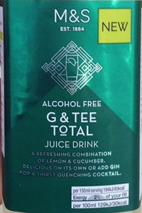M and S alcohol-free G&T label