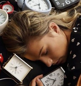 woman sleeping in clocks