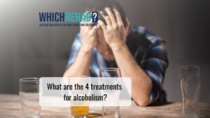 A man with his head in his hands over multiple finished beers - the 4 treatments of alcoholism - Which Rehab
